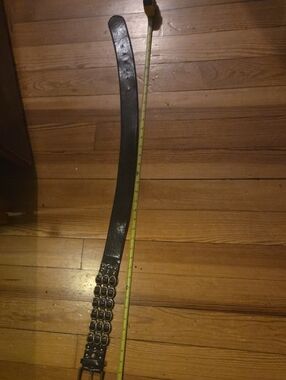 38 Hip Wide Leather Belt with Metal Ring Detail Dark Brown LEATHER